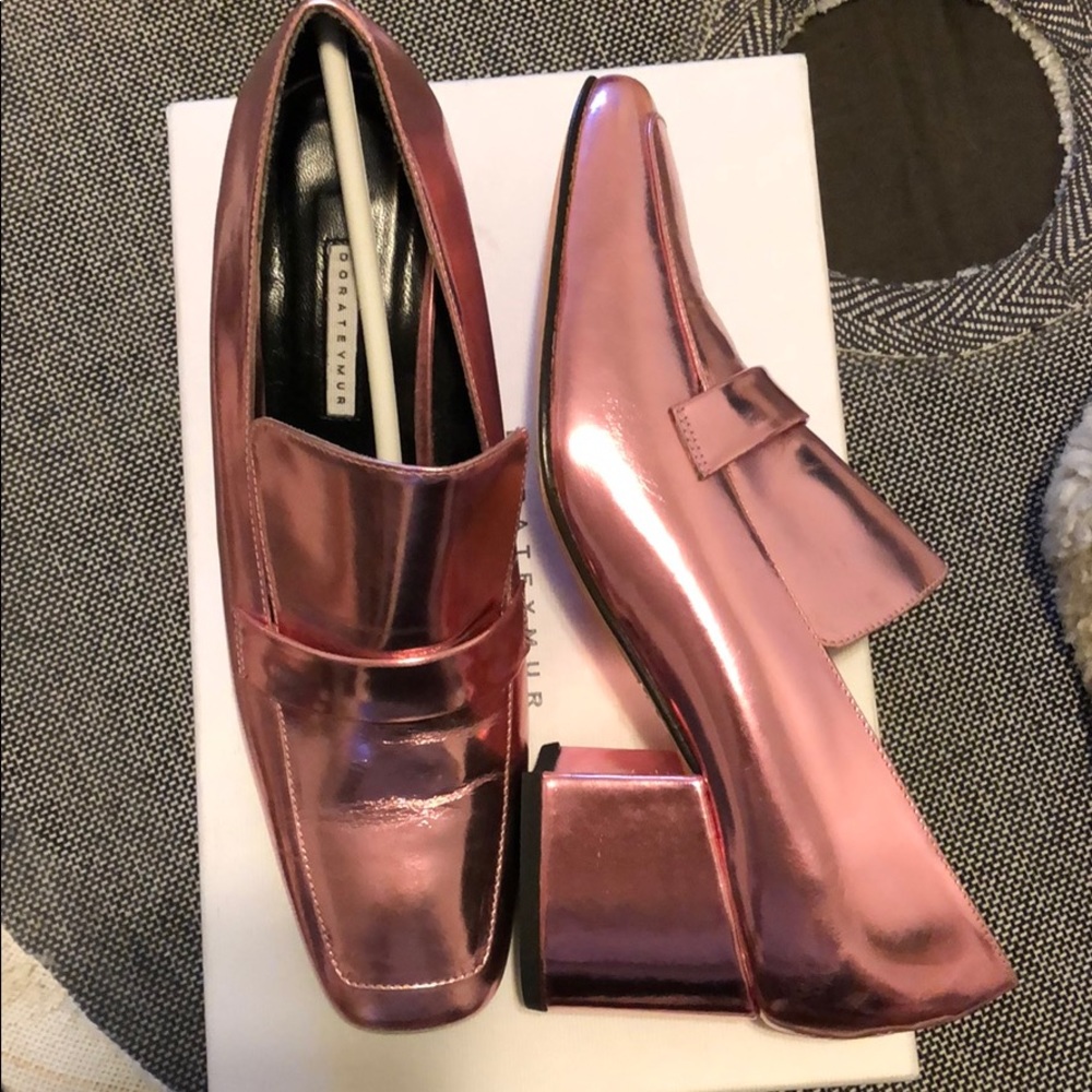 Dorateymur metallic heel leather pumps